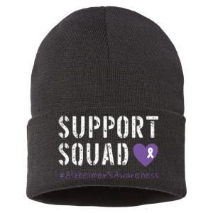 Support Squad Alzheimers Awareness Heart Ribbon Sustainable Knit Beanie