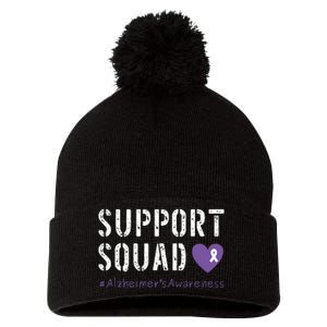 Support Squad Alzheimers Awareness Heart Ribbon Pom Pom 12in Knit Beanie