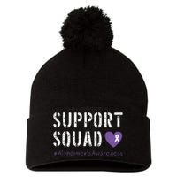 Support Squad Alzheimers Awareness Heart Ribbon Pom Pom 12in Knit Beanie