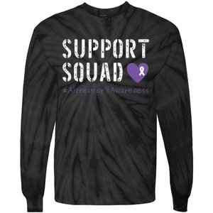 Support Squad Alzheimers Awareness Heart Ribbon Tie-Dye Long Sleeve Shirt