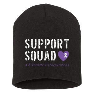 Support Squad Alzheimers Awareness Heart Ribbon Short Acrylic Beanie