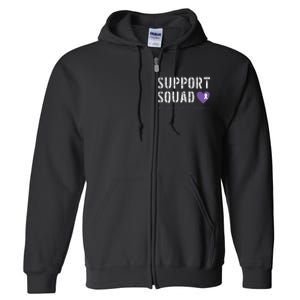 Support Squad Alzheimers Awareness Heart Ribbon Full Zip Hoodie