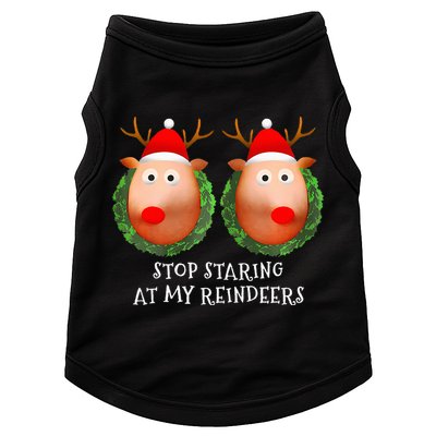 Stop Staring At My Reindeers Boob Ugly Gag Xmas Sweater  Doggie Tank