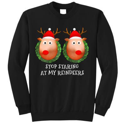Stop Staring At My Reindeers Boob Ugly Gag Xmas Sweater  Sweatshirt