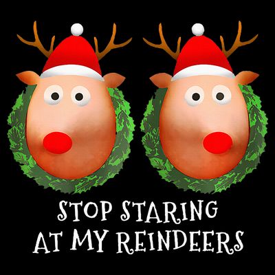 Stop Staring At My Reindeers Boob Ugly Gag Xmas Sweater  T-Shirt