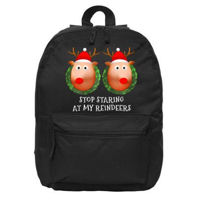 Stop Staring At My Reindeers Boob Ugly Gag Xmas Sweater  16 in Basic Backpack