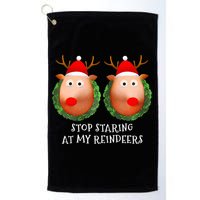 Stop Staring At My Reindeers Boob Ugly Gag Xmas Sweater  Golf Towel