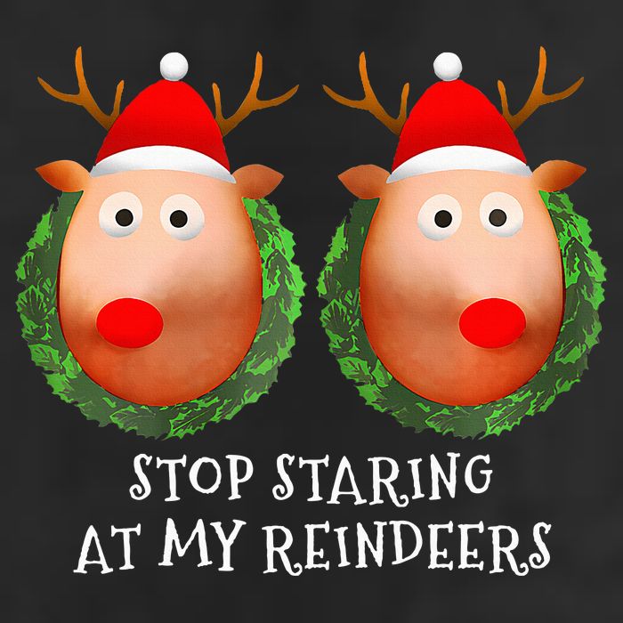 Stop Staring At My Reindeers Boob Ugly Gag Xmas Sweater  Golf Towel