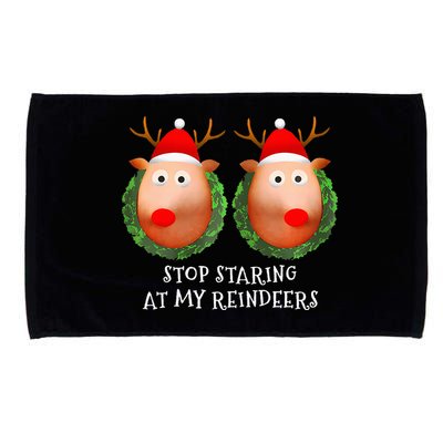 Stop Staring At My Reindeers Boob Ugly Gag Xmas Sweater  Microfiber Hand Towel