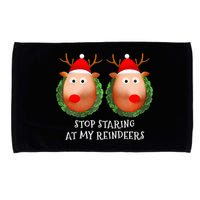 Stop Staring At My Reindeers Boob Ugly Gag Xmas Sweater  Microfiber Hand Towel