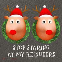 Stop Staring At My Reindeers Boob Ugly Gag Xmas Sweater  Cotton Canvas Backpack