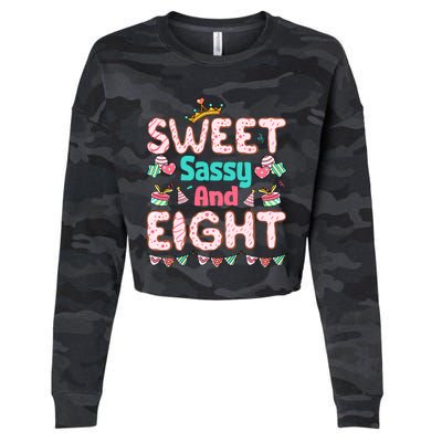 Sweet Sassy And Eight Birthday For Girl 8 Year Old Cropped Pullover Crew