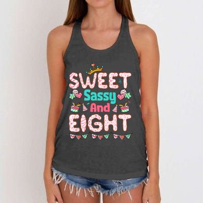 Sweet Sassy And Eight Birthday For Girl 8 Year Old Women's Knotted Racerback Tank