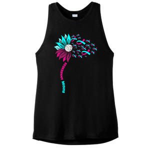 Support Suicide Awareness Flower Suicide Prevention Gift Ladies PosiCharge Tri-Blend Wicking Tank