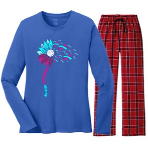 Support Suicide Awareness Flower Suicide Prevention Gift Women's Long Sleeve Flannel Pajama Set 