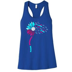 Support Suicide Awareness Flower Suicide Prevention Gift Women's Racerback Tank