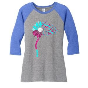 Support Suicide Awareness Flower Suicide Prevention Gift Women's Tri-Blend 3/4-Sleeve Raglan Shirt