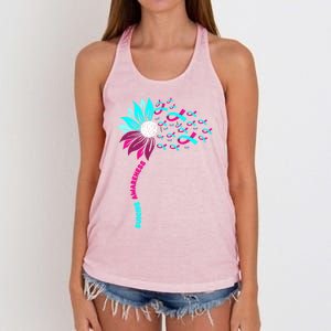 Support Suicide Awareness Flower Suicide Prevention Gift Women's Knotted Racerback Tank