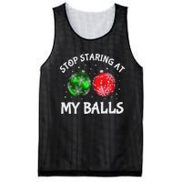 Stop Staring At My Balls Adult Humor Funny Christmas Saying Mesh Reversible Basketball Jersey Tank