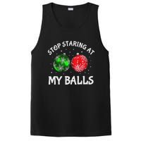 Stop Staring At My Balls Adult Humor Funny Christmas Saying PosiCharge Competitor Tank