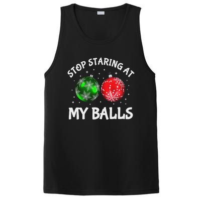 Stop Staring At My Balls Adult Humor Funny Christmas Saying PosiCharge Competitor Tank