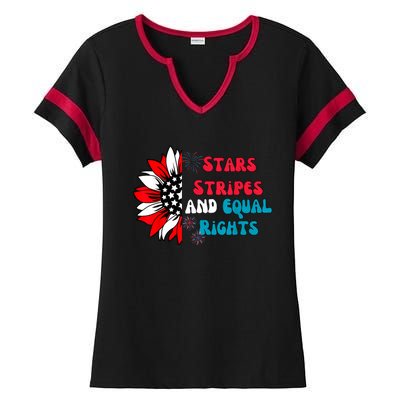 Stars Stripes And Equal Rights Ladies Halftime Notch Neck Tee