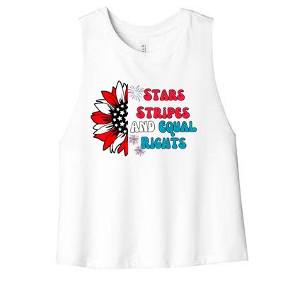 Stars Stripes And Equal Rights Women's Racerback Cropped Tank