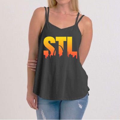 STL Skyline Art St. Louis Arch Missouri Souvenir Women's Strappy Tank