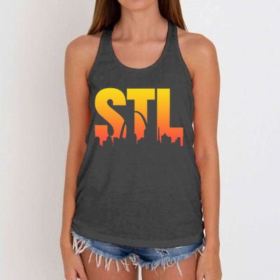 STL Skyline Art St. Louis Arch Missouri Souvenir Women's Knotted Racerback Tank