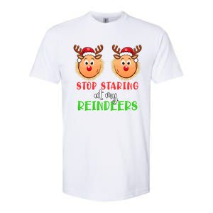 Stop Staring At My Reindeers Xmas Reindeers As Bra Meaningful Gift Softstyle CVC T-Shirt