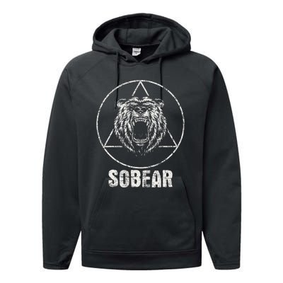 Sobear Sobriety Anniversary Sober AA NA Recovery Performance Fleece Hoodie