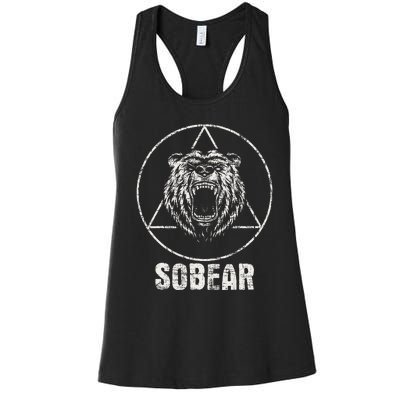 Sobear Sobriety Anniversary Sober AA NA Recovery Women's Racerback Tank