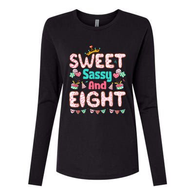 Sweet Sassy And Eight Birthday For Girls 8 Year Old Womens Cotton Relaxed Long Sleeve T-Shirt