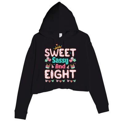 Sweet Sassy And Eight Birthday For Girls 8 Year Old Crop Fleece Hoodie