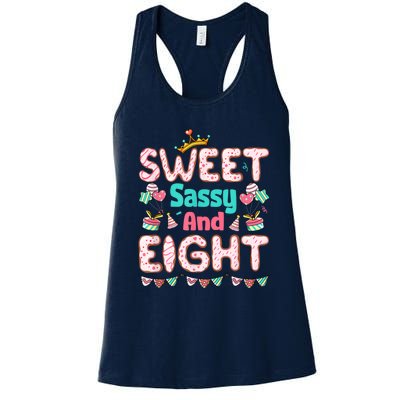 Sweet Sassy And Eight Birthday For Girls 8 Year Old Women's Racerback Tank