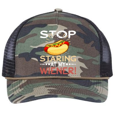 Stop Staring At My Wiener | 4th Of July Shirts Retro Rope Trucker Hat Cap