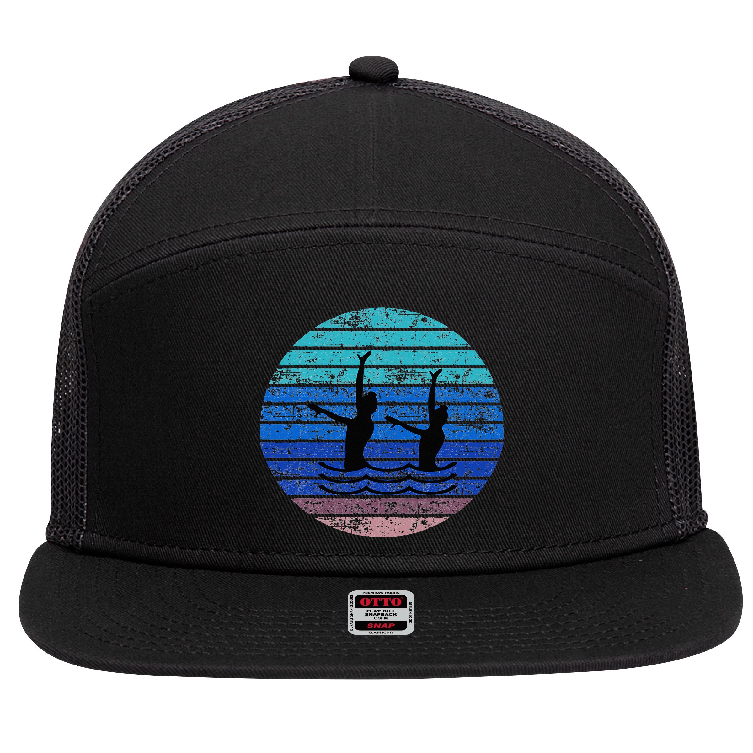 Synchron Swim Artistic Synchronized Swimming Swimmers 7 Panel Mesh Trucker Snapback Hat