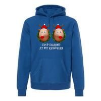 Stop Staring At My Reindeers Boobs Ugly Gag Xmas Funny Gift Premium Hoodie