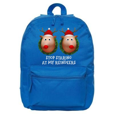 Stop Staring At My Reindeers Boobs Ugly Gag Xmas Funny Gift 16 in Basic Backpack