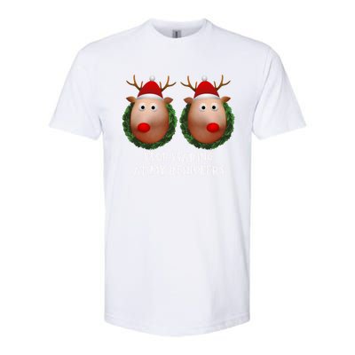 Stop Staring At My Reindeers Boobs Ugly Gag Xmas Funny Gift Softstyle CVC T-Shirt