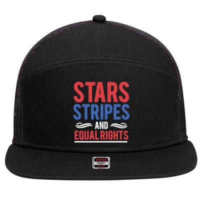 Stars Stripes And Equal Rights Pride Gift 7 Panel Mesh Trucker Snapback Hat