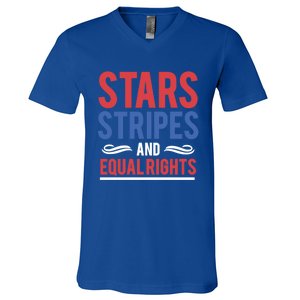 Stars Stripes And Equal Rights Pride Gift V-Neck T-Shirt