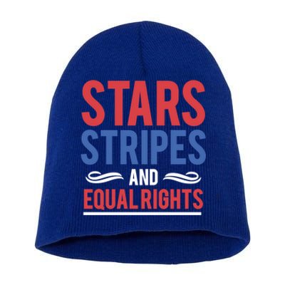 Stars Stripes And Equal Rights Pride Gift Short Acrylic Beanie