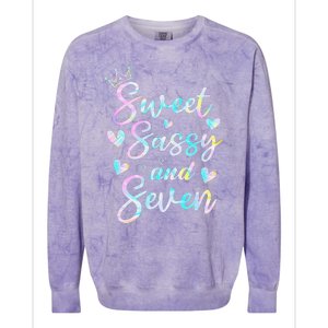 Sweet Sassy And Seven 7th Birthday 7 Years Old Princess Colorblast Crewneck Sweatshirt