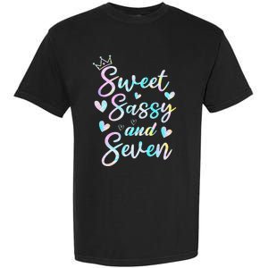 Sweet Sassy And Seven 7th Birthday 7 Years Old Princess Garment-Dyed Heavyweight T-Shirt