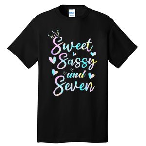 Sweet Sassy And Seven 7th Birthday 7 Years Old Princess Tall T-Shirt