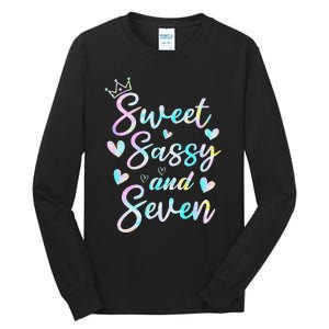 Sweet Sassy And Seven 7th Birthday 7 Years Old Princess Tall Long Sleeve T-Shirt