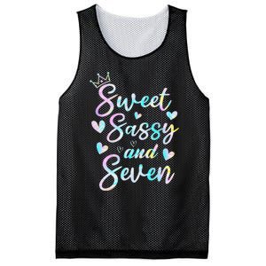 Sweet Sassy And Seven 7th Birthday 7 Years Old Princess Mesh Reversible Basketball Jersey Tank