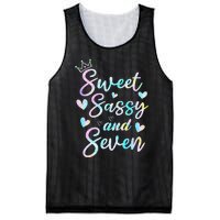 Sweet Sassy And Seven 7th Birthday 7 Years Old Princess Mesh Reversible Basketball Jersey Tank