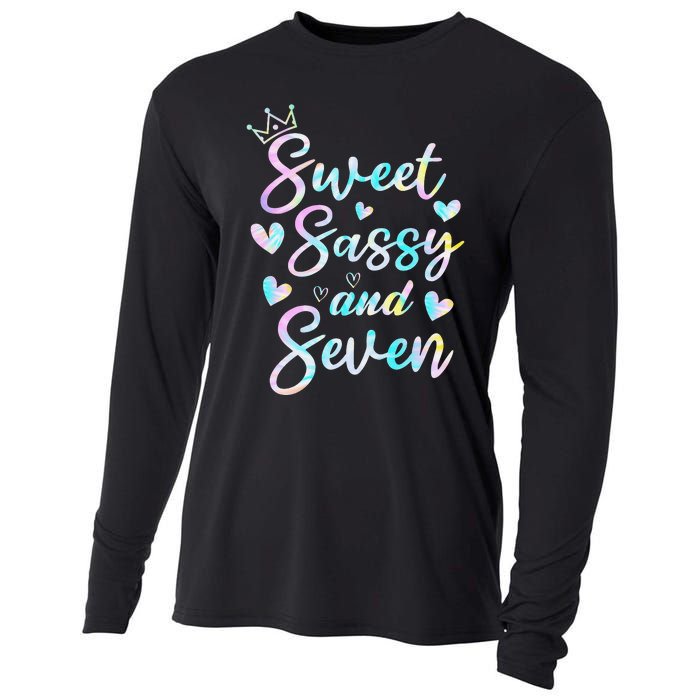 Sweet Sassy And Seven 7th Birthday 7 Years Old Princess Cooling Performance Long Sleeve Crew